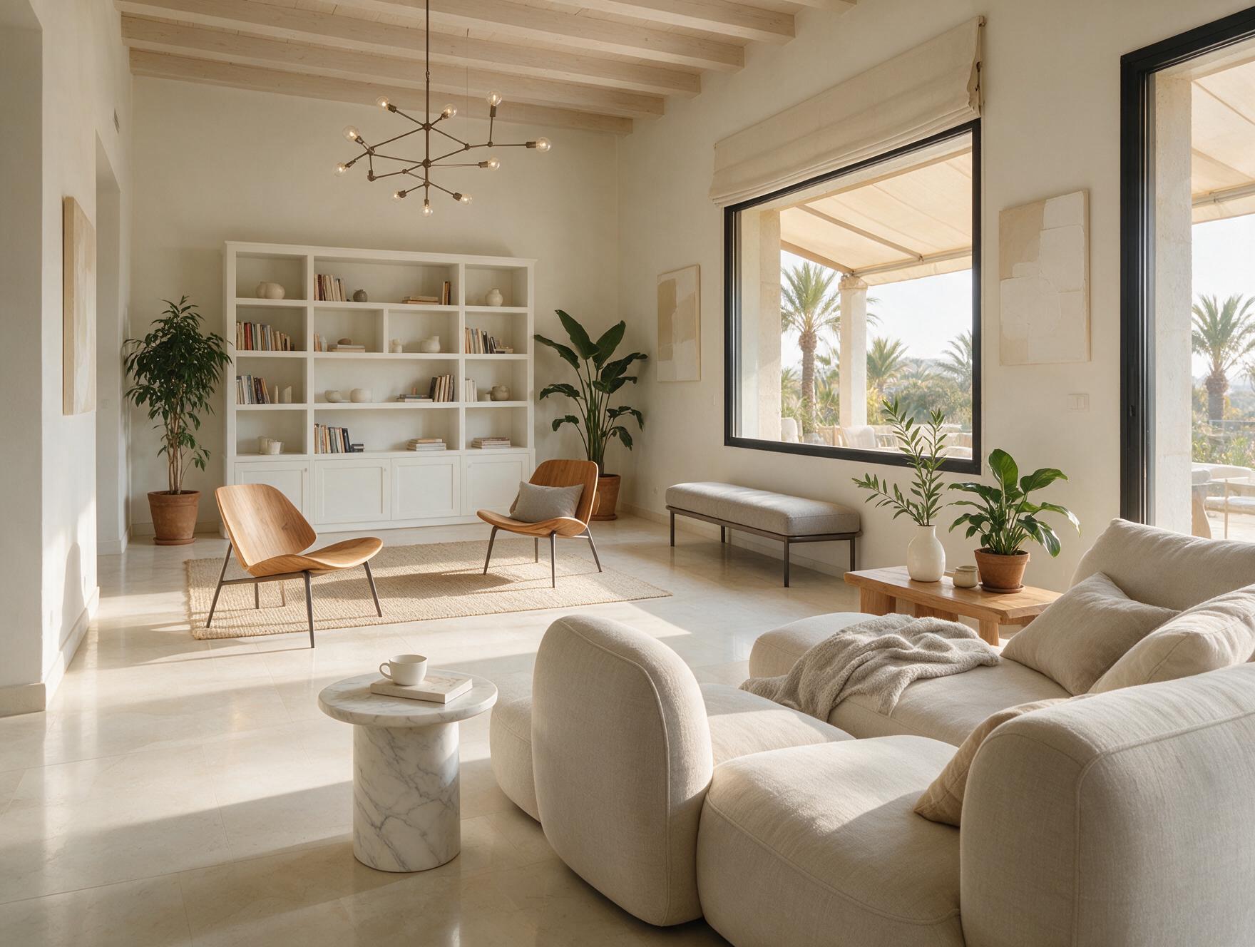 Salón cálido y confortable con calefacción por suelo radiante en una vivienda de Mallorca